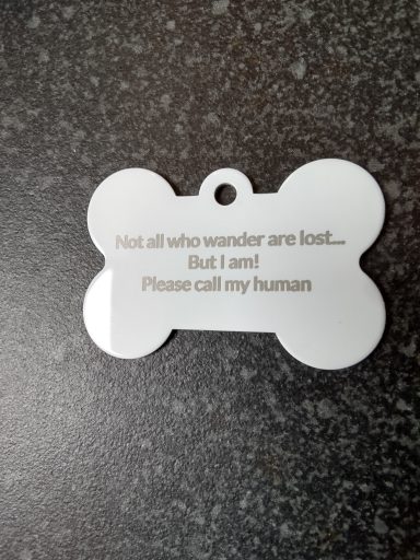 White Aluminium dog tag