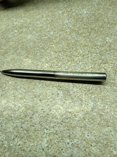 Black ballpoint pen finished in stainless steel